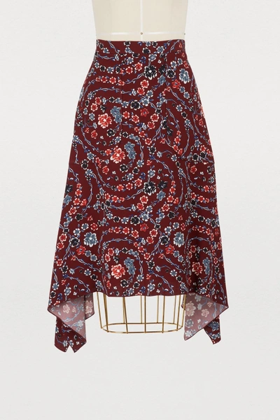 See By Chloé Printed Midi Skirt In Multicolor Red 1