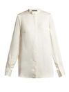 Alexander Mcqueen Silk-satin Long-sleeved Blouse In Ivory