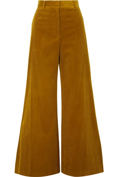 Bella Freud Bianca Wide-leg Cotton-corduroy Trousers In Mustard