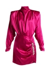 Alessandra Rich Crystal-embellished Silk-satin Mini Dress In Fuchsia