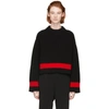 Alexander Mcqueen Zipped Sleeves Chunky Knit Sweater In 1004 - Black/lust Red