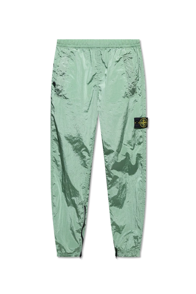 Stone Island Green Track Pants With Logo In New