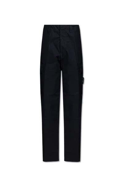 Stone Island Navy Blue Cargo Trousers In New