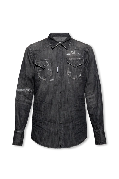 Dsquared2 Grey Denim Shirt In New