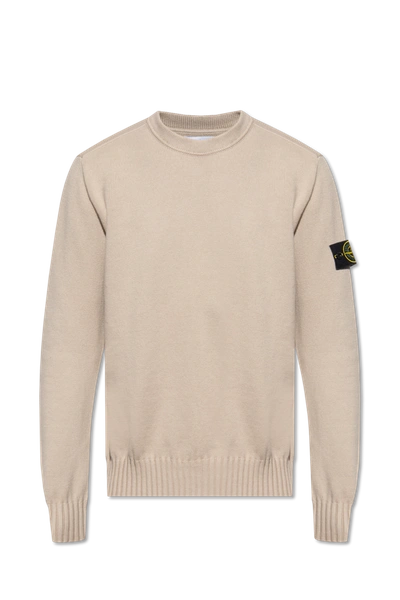Stone Island Beige Sweater With Logo In New