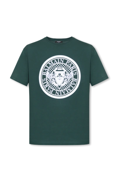 Balmain Green Printed T-shirt In New