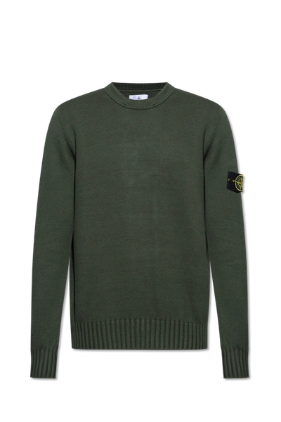 Stone Island Green Sweater With Logo In New