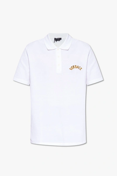Versace White Cotton Polo Shirt In New