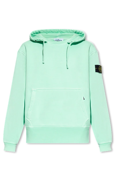 Stone Island Green Hoodie With Logo Patch In New