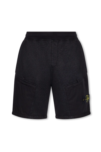 Stone Island Black Shorts With Logo In New