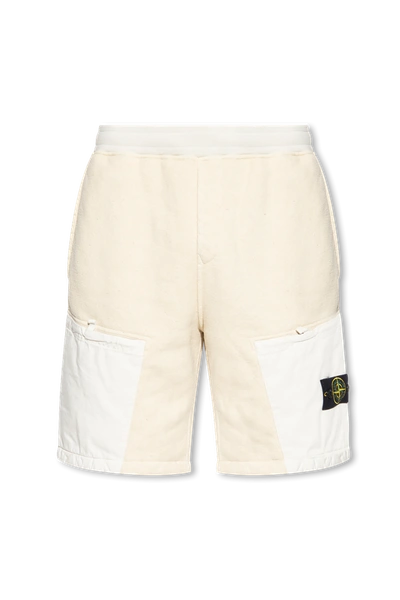 Stone Island Beige Shorts With Logo In New