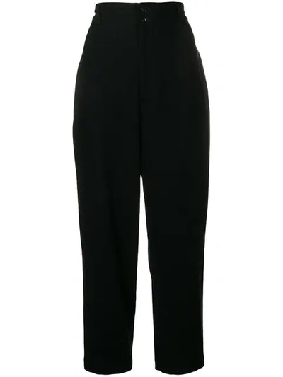 Y's High Waisted Trousers In Black
