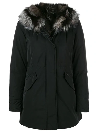 Woolrich Fur Trim Hood Parka In Black