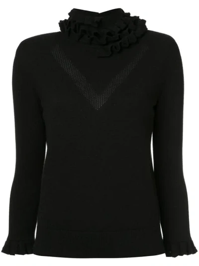 Barrie Flying Lace Cashmere Turtleneck Pullover In Black