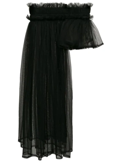 Comme Des Garçons Asymmetric Tulle Skirt In Black