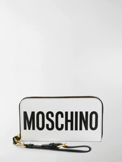 Moschino Zip-around Logo Wallet In White