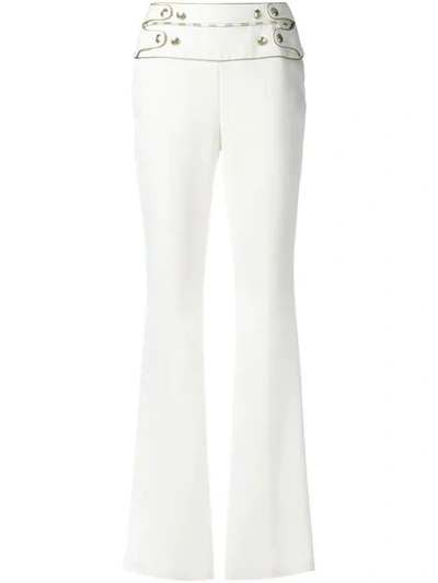 Pierre Balmain Buttoned High-waisted Trousers In White