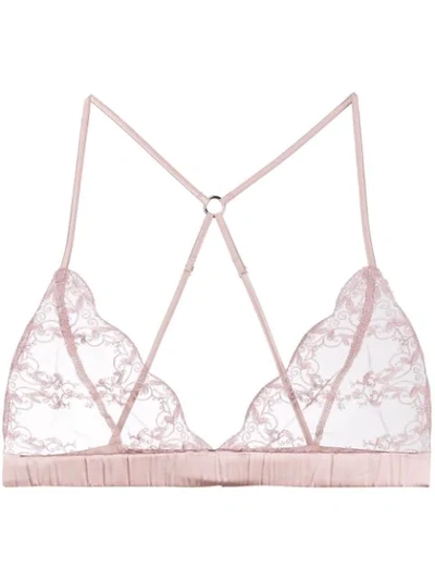 Fleur Of England Antoinette Embroidered Boudoir Bra In Pink