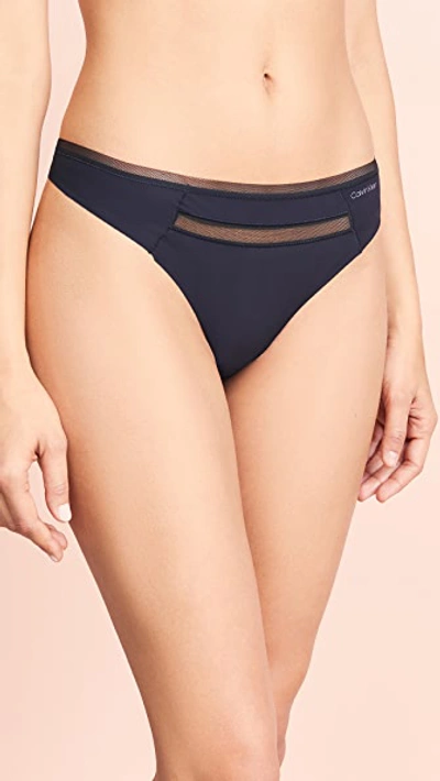 Calvin Klein Underwear Invisibles With Mesh Thong In Black