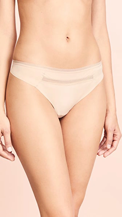 Calvin Klein Underwear Invisibles With Mesh Thong In Bare