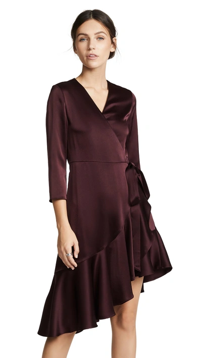 Edition10 Asymmetrical Ruffle Dress In Grape Wine