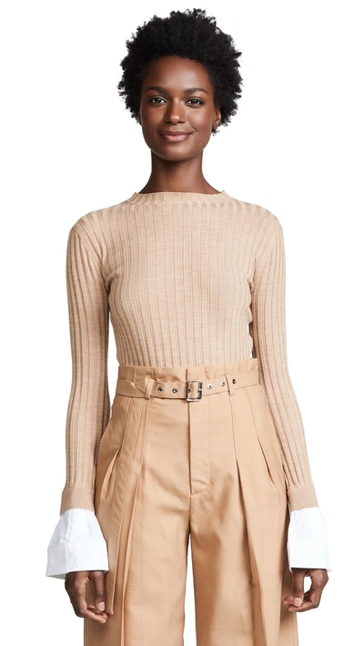 Edition10 Ribbed Sweater With Cuffs In Sand