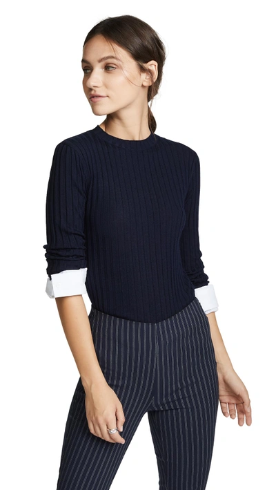 Edition10 Ribbed Sweater With Cuffs In Peacoat