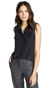 Equipment Sleeveless Slim Signature Blouse In True Black