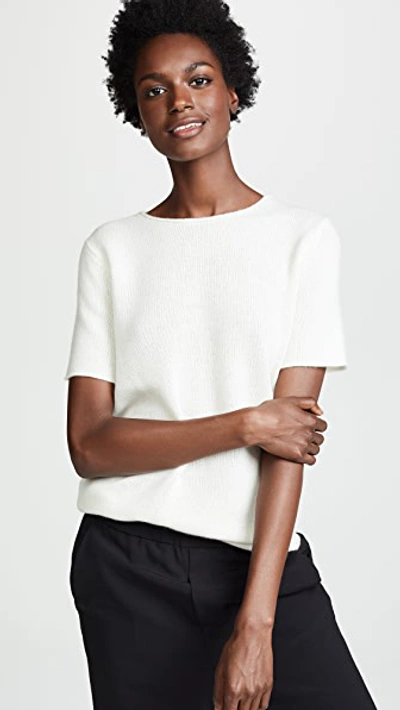 Theory Tolleree Short-sleeve Cashmere Sweater In Ivory