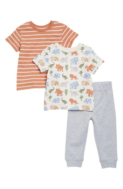 Little Me Babies' Safari T-shirts & Pants Set In Grey