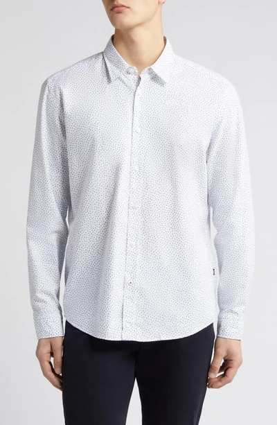 Hugo Boss Men's Regular-fit Shirt In Printed Oxford Cotton In White