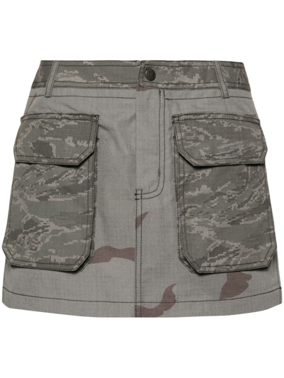 Marine Serre Regenerated Camouflage Miniskirt In Grey