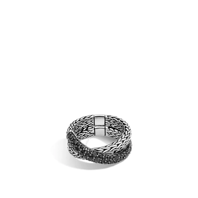 John Hardy Classic Chain Black Sapphire Sterling Silver Ring - Rbs933024blsx7 In Silver-tone