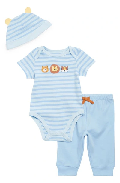 Little Me Boys' Wild Cats Bodysuit Pant Set & Hat - Baby In Blue
