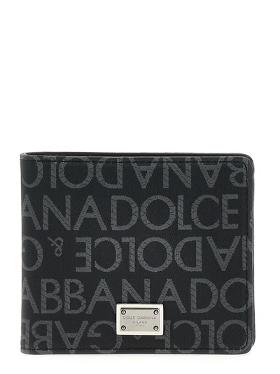 Dolce & Gabbana Jacquard Logo Wallet Wallets, Card Holders In Black