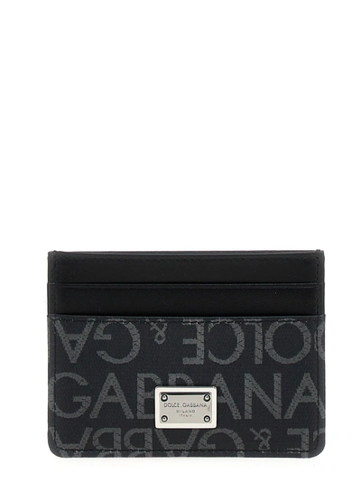 Dolce & Gabbana Jacquard Logo Cardholder Wallets, Card Holders In Black