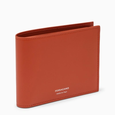 Ferragamo | Terracotta-coloured Leather Bi-fold Wallet With Logo In Brown