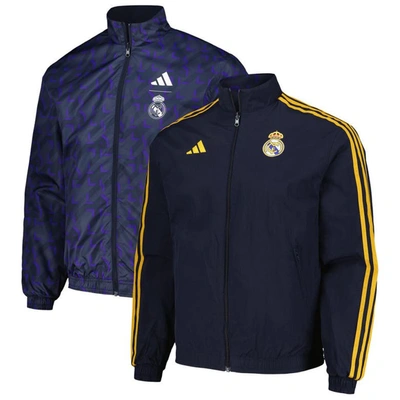Adidas Originals Adidas  Navy Real Madrid 2023/24 Reversible Anthem Full-zip Jacket