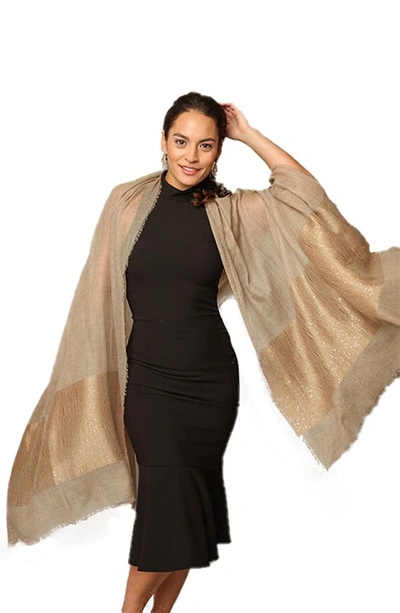 Saachi Sequin Cashmere Scarf In Taupe
