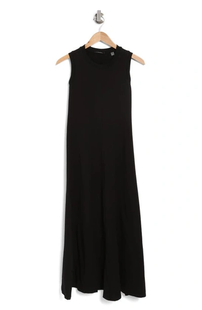 T Tahari A-line Stretch Cotton Midi Dress In Black