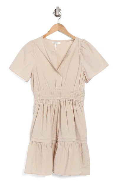 Stitchdrop Short Sleeve Dress In Pale Sand