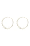 Tasha Imitation Pearl Hoop Earrings In Ivory