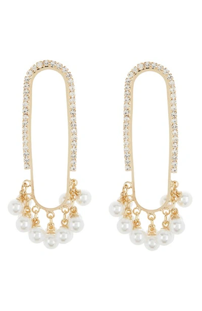 Tasha Crystal & Imitation Pearl Statement Earrings In Gold