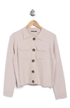 T Tahari Collar Button Front Cardigan In Tranquil Taupe