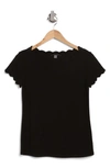 T Tahari Scalloped Knit T-shirt In Black