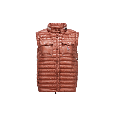 Moncler Brown Gumiane Down Vest In Red