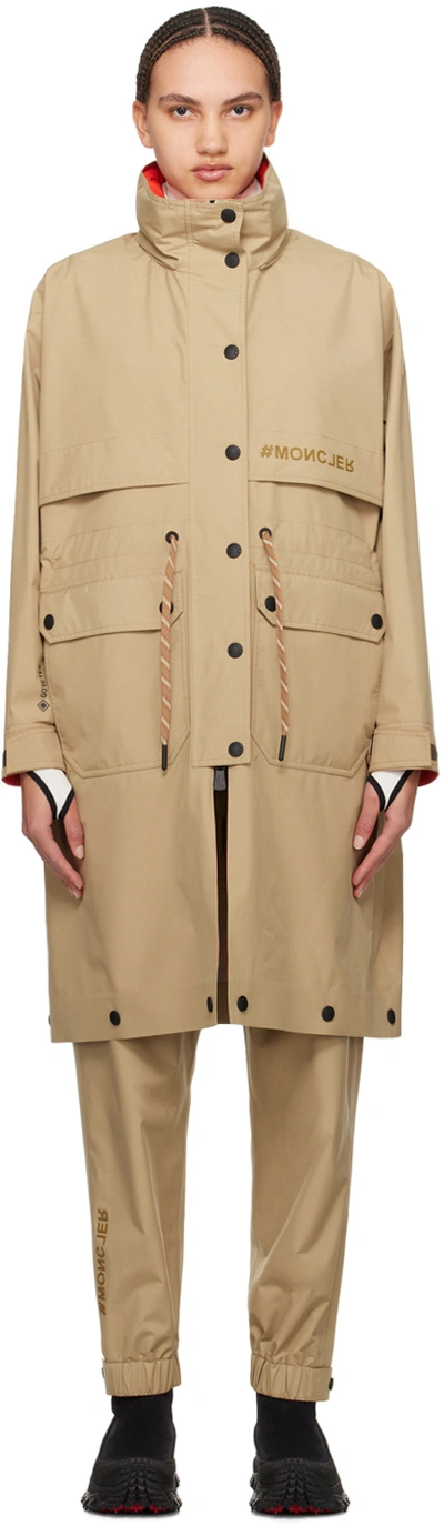 Moncler Beige Seigne Coat In Open Beige