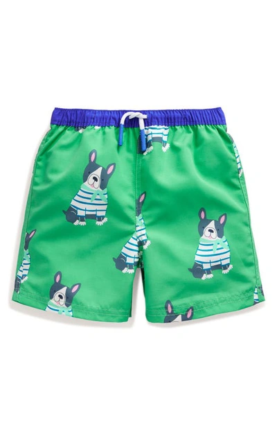 Mini Boden Kids' Swim Trunks In Pea Green Dogs