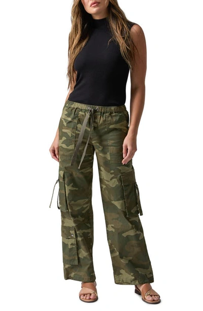 Sanctuary Camo Wide Leg Parachute Cargo Pants In Renew Camo