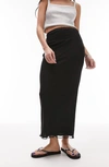 Topshop Lace Trim Mesh Maxi Skirt In Black
